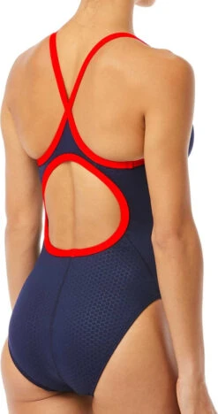 TYR Ladies' Hexa Diamondfit Swimsuit -Ski Pro Outlet Store dhex7a 404 navy red gallery3 final