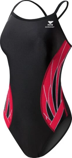 TYR Ladies' Phoenix Splice Diamondfit Swimsuit -Ski Pro Outlet Store dpx7 002 black red final