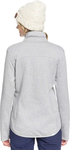 Roxy Ladies' Harmony Shimmer Zip-Up Mock Neck Fleece 2019-2020 -Ski Pro Outlet Store erjft03962 harmonyshimmer sjeh heather grey gallery3 final