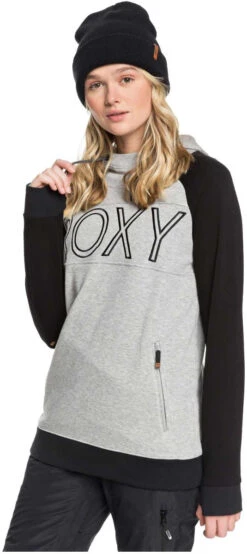 Roxy Ladies' Liberty Pullover Technical Hoodie 2019-2020 -Ski Pro Outlet Store erjft03970 libertyhoodie sjeh heather grey gallery2 final